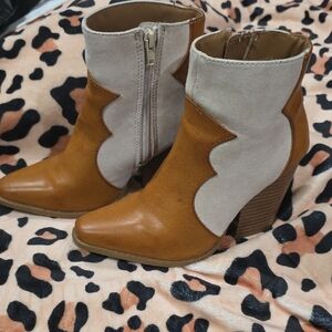Target Tan and Cream Heeled Boots